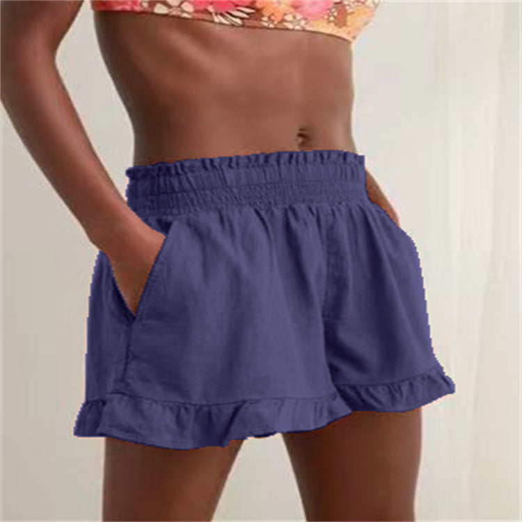 Damen Lockere Shorts mit Volant und Taschen EB