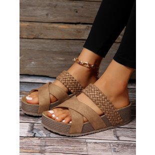 Damen Plattform-Sandalen mit geflochtenen Riemen und ergonomischer Fußbettgestaltung EB