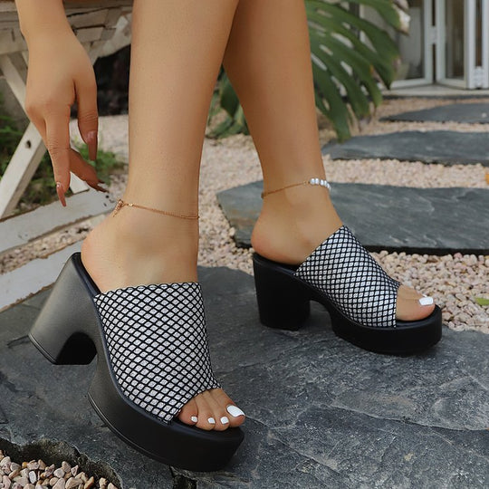 Damen Glitzernde Plateau-Pantoletten mit modischem Design EB