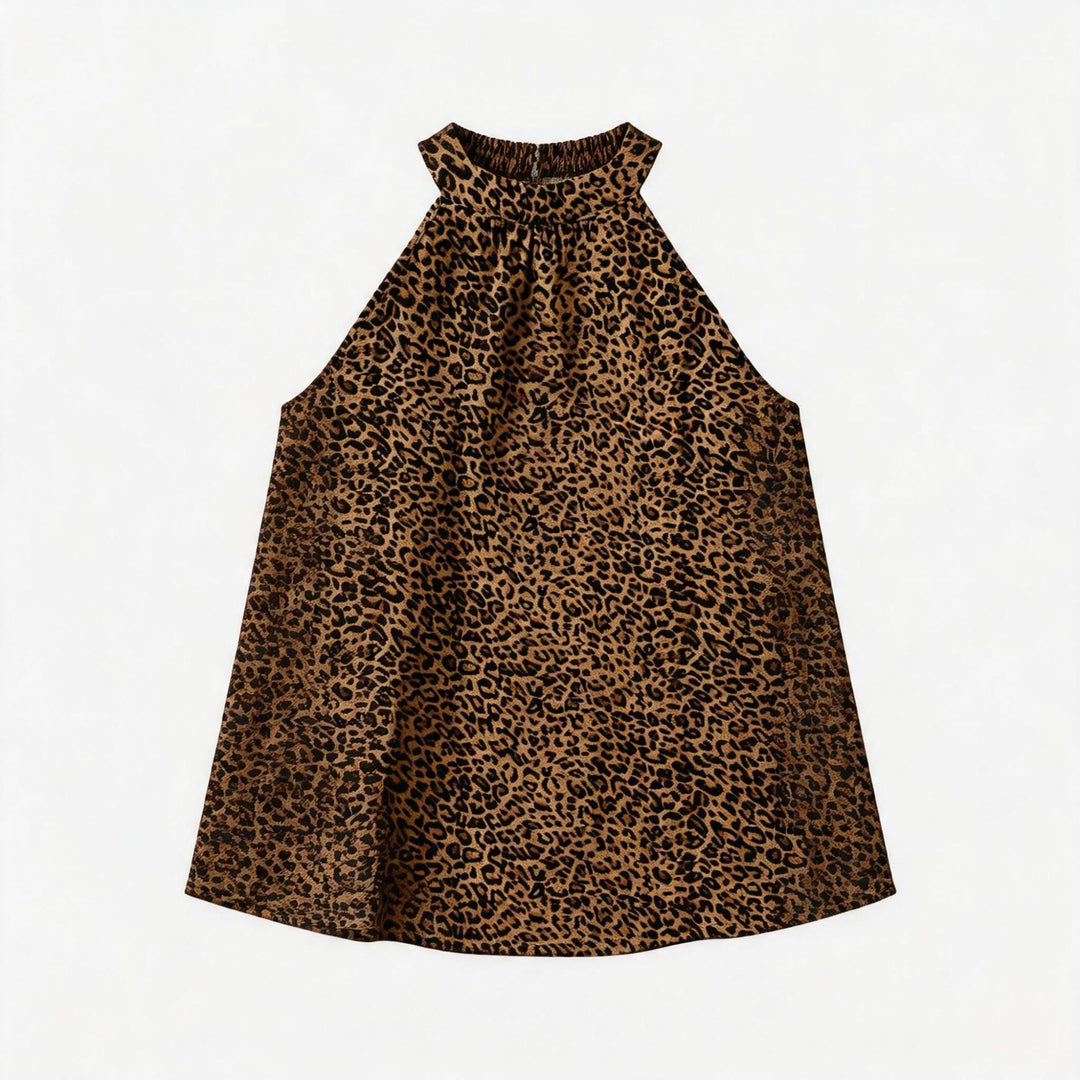 Damen Asymmetrisches Haltertop mit Leopardenmuster EB