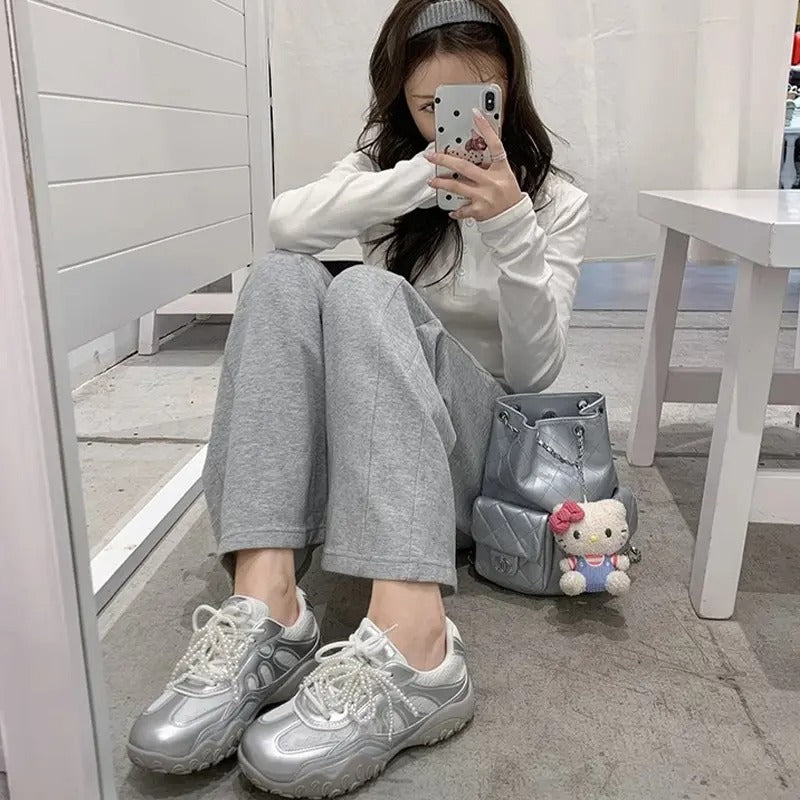 Damen Sportliche Lauf Sneakers mit atmungsaktiver Mesh-Oberfläche und rutschfester Sohle EB