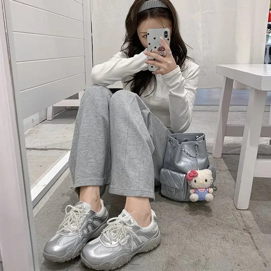 Damen Sportliche Lauf Sneakers mit atmungsaktiver Mesh-Oberfläche und rutschfester Sohle EB