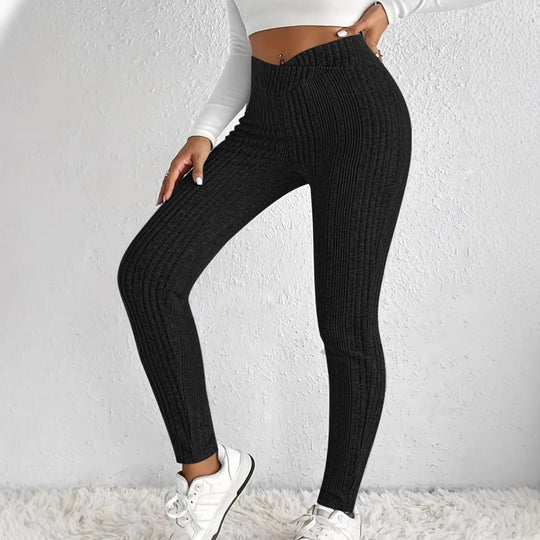 Damen Hochwertige Strickleggings im eleganten Rippmuster EB
