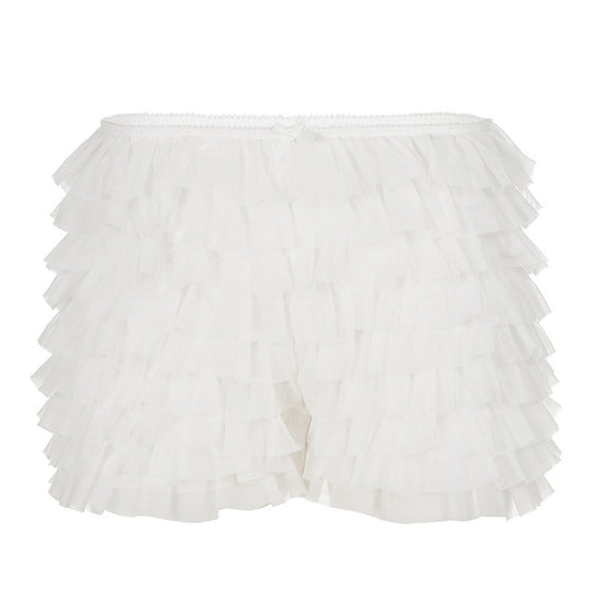 Damen Rüschen-Shorts mit elastischem Bund und verspieltem Design EB