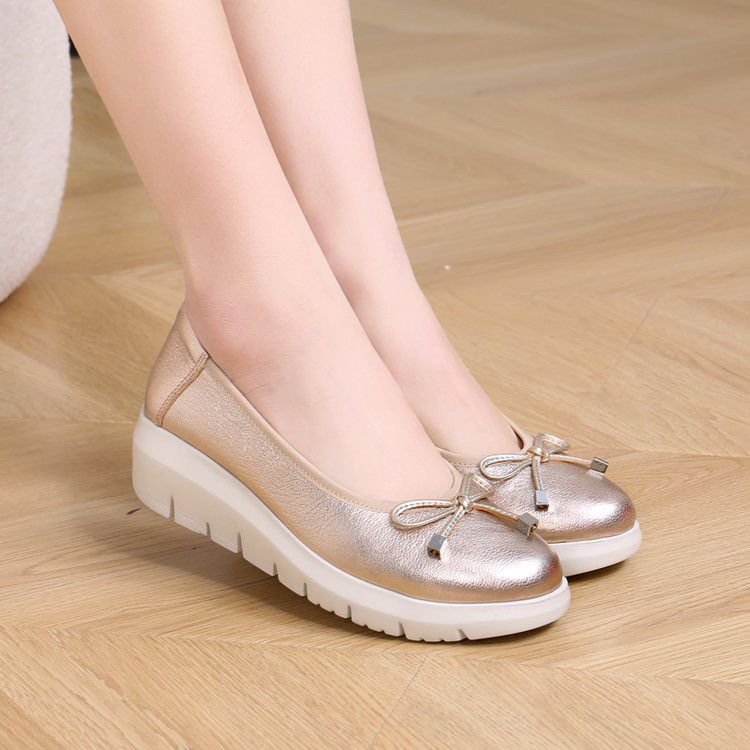 Damen modische Ballerinas mit komfortabler Sohle und Schleifenakzent EB