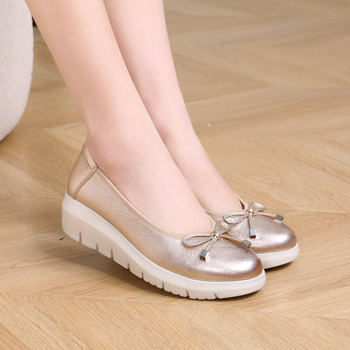 Damen modische Ballerinas mit komfortabler Sohle und Schleifenakzent EB