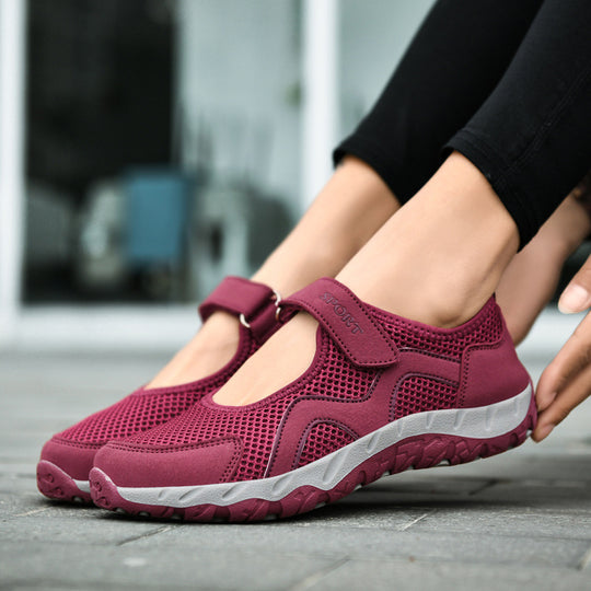 Damen Atmungsaktive Sport-Sneaker mit verstellbarem Klettverschluss EB