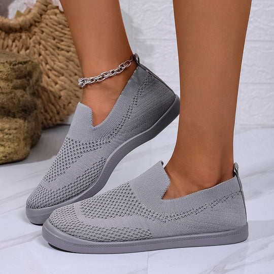 Damen Slip-On Sneakers mit atmungsaktivem Strickoberteil und flexiblem Sohlenprofil EB