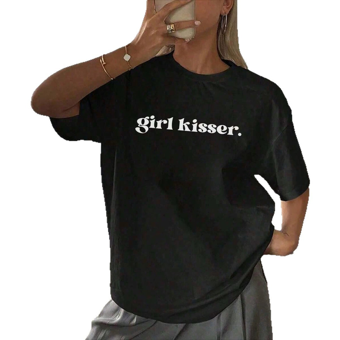 Damen Oversized T-Shirt mit kreativem Schriftzug EB