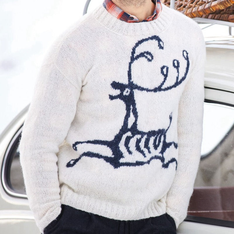 Herren Pullover mit festlichem Rentier-Motiv und hochwertiger Wollmischung EB