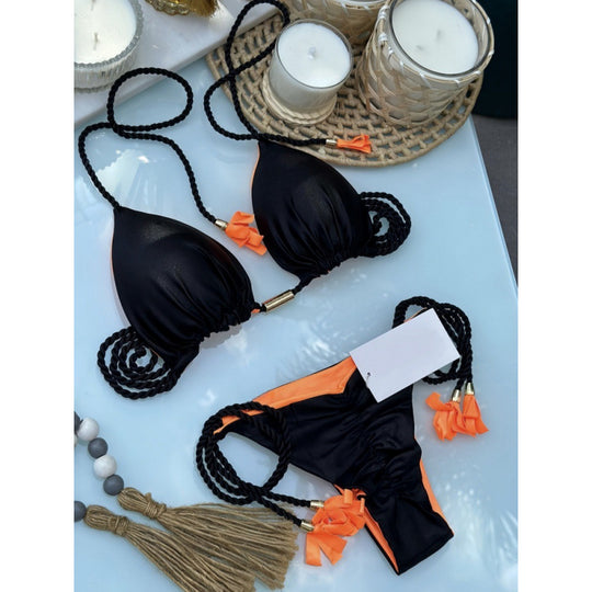 Damen Triangel-Bikini mit verspieltem Trockenband und eleganten Details EB
