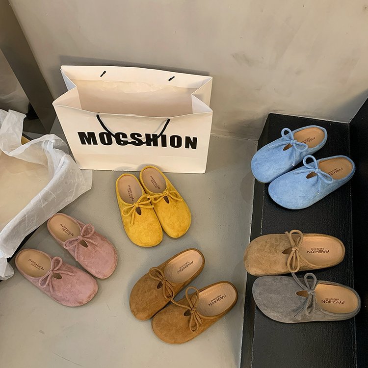 Damen hochwertige Slipper mit weichem Innensohle und dekorativem Schleifchen EB