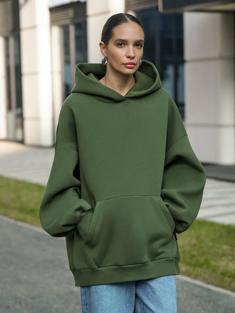Damen Oversized Kapuzenpullover mit extra weitem Schnitt und Kängurutasche EB