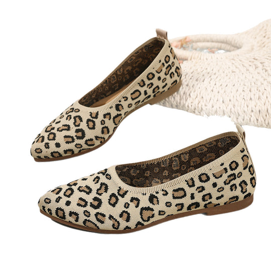 Damen Ballerinas mit elegantem Leopardenmuster und weichem Fußbett EB