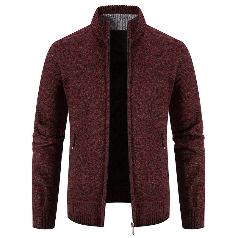 Herren Strickjacke mit hohem Kragen und praktischen Reißverschlusstaschen EB