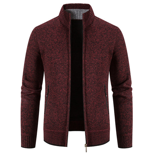 Herren Strickjacke mit hohem Kragen und praktischen Reißverschlusstaschen EB
