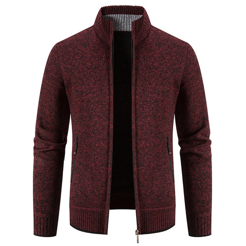 Herren Strickjacke mit hohem Kragen und praktischen Reißverschlusstaschen EB