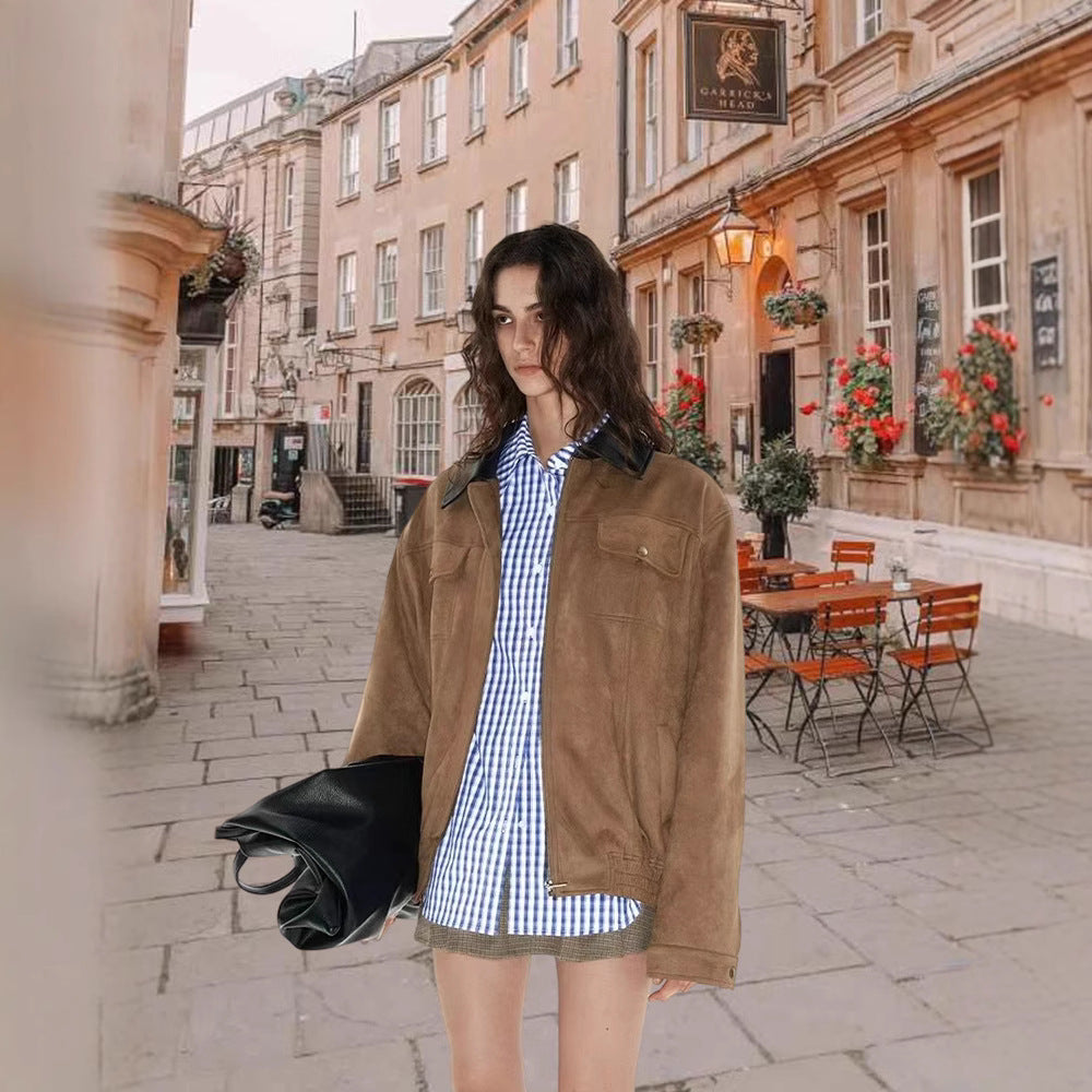 Damen Modische Oversized Weste aus hochwertigem Wildleder EB