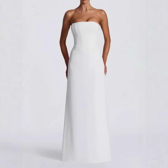 Damen Elegantes Hochzeitskleid mit schulterfreiem Design und Spitzenärmeln EB