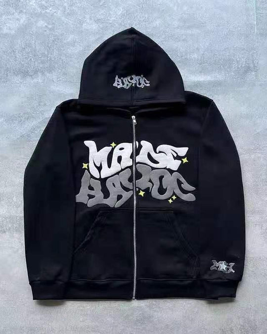 Damen sportliche Kapuzenjacke im urbanen Graffiti-Stil EB