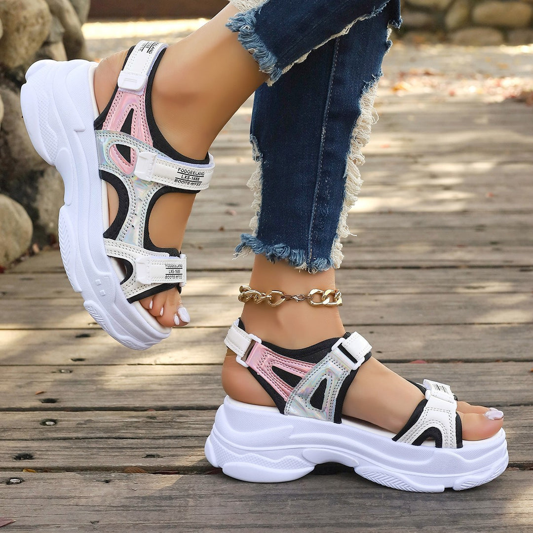 Damen Sportliche Sandalen mit verstellbaren Riemen und gepolstertem Fußbett EB