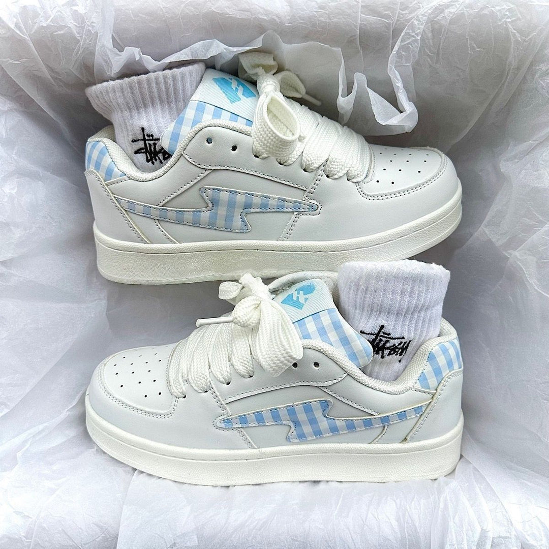 Damen Sneakers mit karierter Applikation und bequemer Dämpfung EB