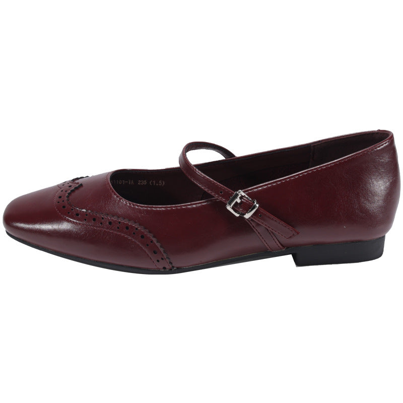 Damen Elegante Ballerinas mit komfortablem Riemchen und feiner Brogue-Verzierung EB