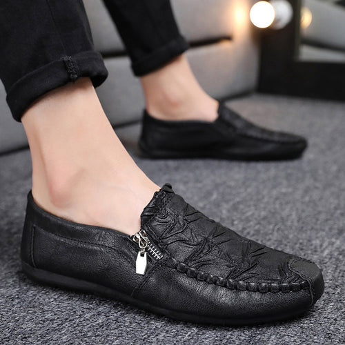 Herren Mokassins mit elegantem Reißverschluss und weichem Leder EB