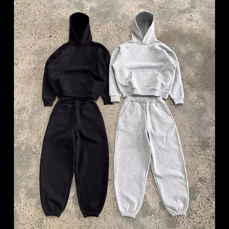 Herren nan urbaner Boxy-Hoodie mit verkürztem Rumpf, überschnittener Schulter und weichem Fleece-Innenfutter EB