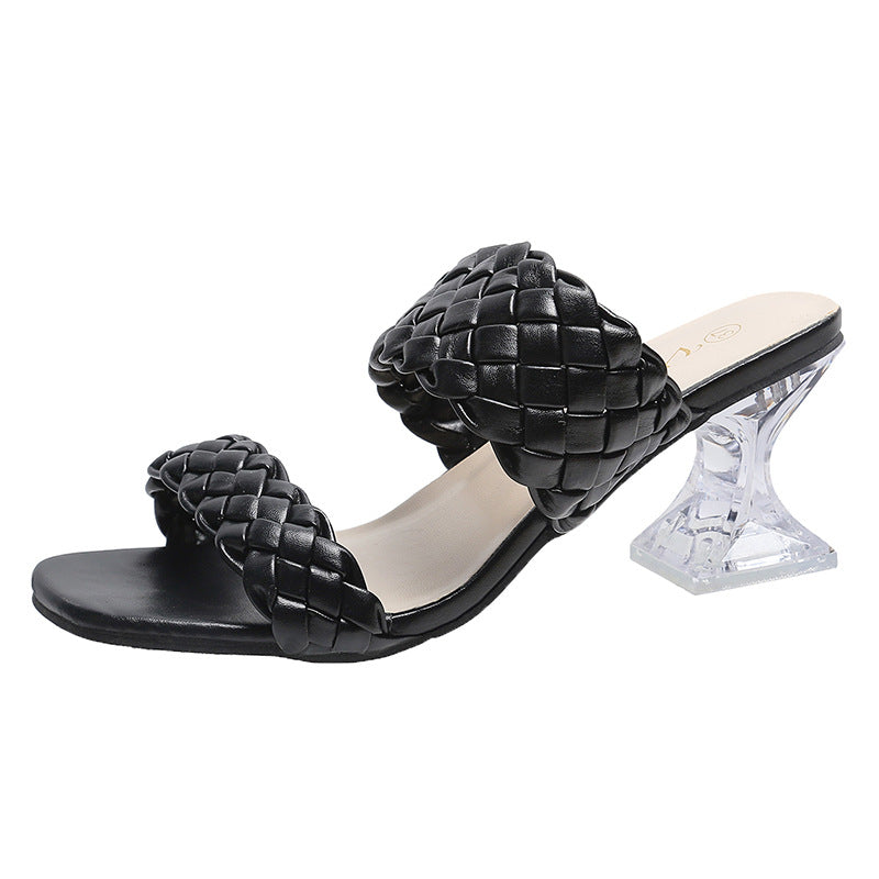 Damen elegante und modische Sandalen mit geflochtenem Design EB