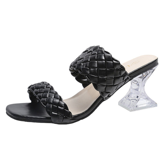 Damen elegante und modische Sandalen mit geflochtenem Design EB