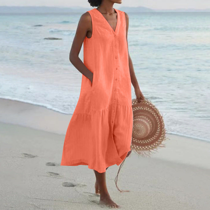 Damen Sommerliches Leinenkleid EB