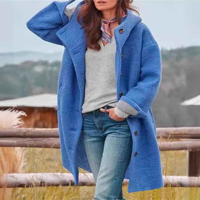 Damen Oversize-Wollmantel mit praktischen Taschen EB