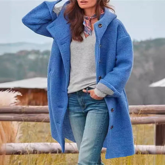 Damen Oversize-Wollmantel mit praktischen Taschen EB