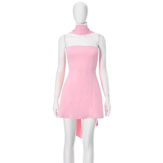 Damen Minikleid mit figurformendem Schnitt und schickem Halsschmuck EB