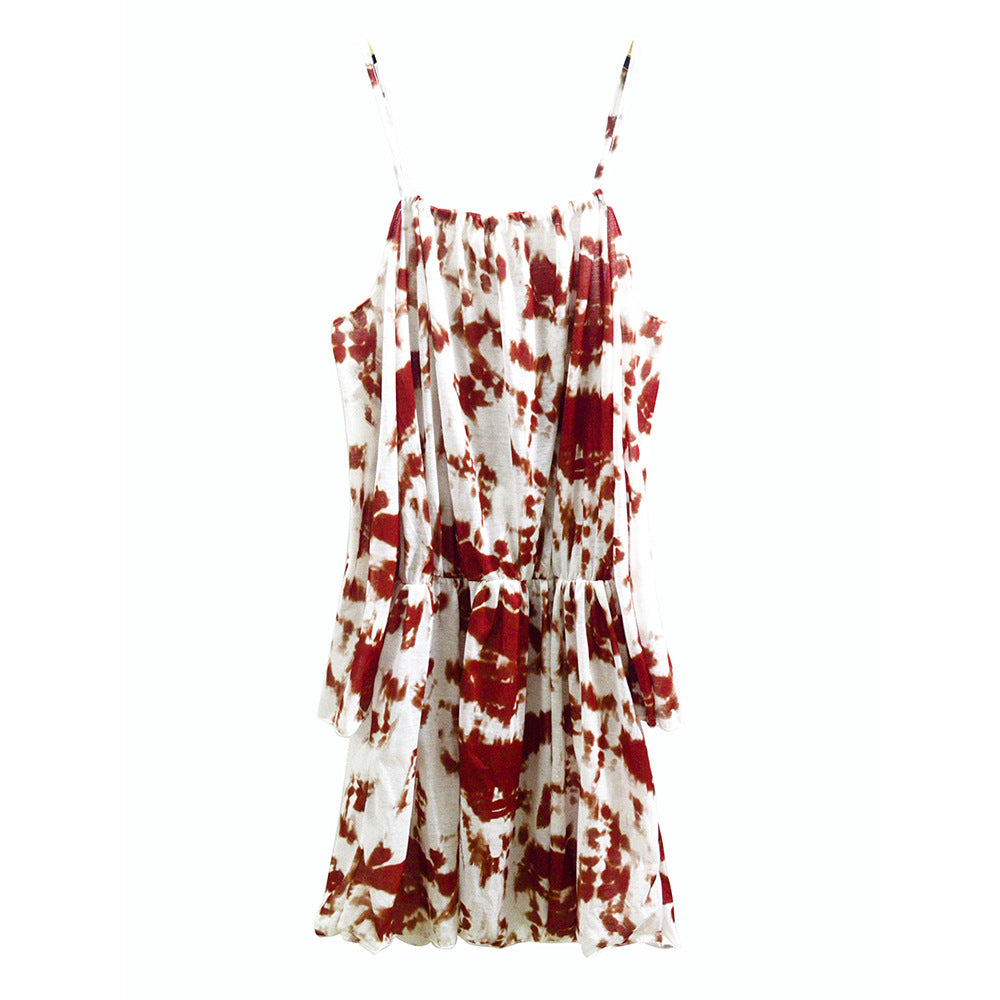 Damen Freizeitkleid mit schulterfreiem Design und Boho-Grafik EB