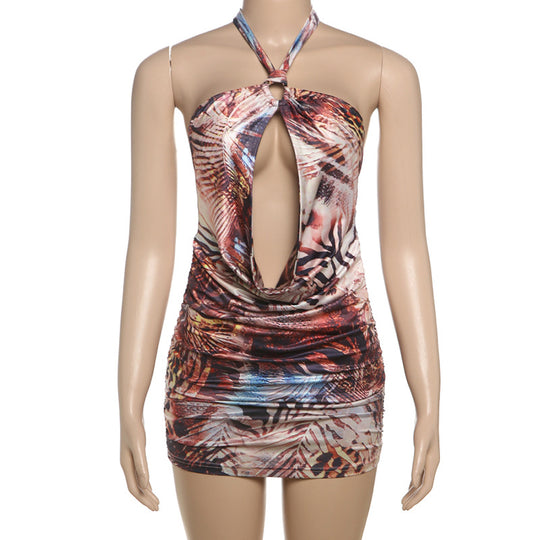 Damen Mini Kleid mit schickem Wickeldesign und tiefem Ausschnitt EB