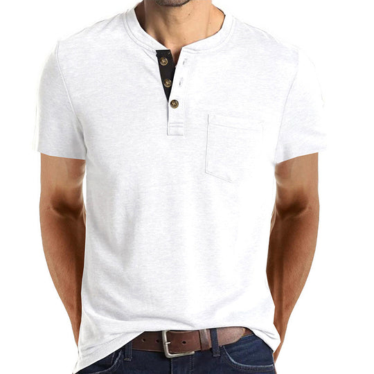 Herren T-Shirt mit strukturiertem Kragen und Brusttasche EB