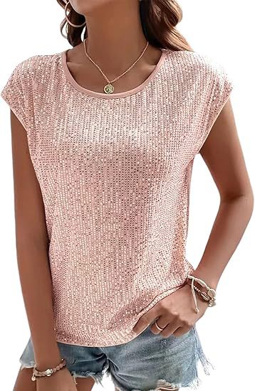 Damen Glamouröses Paillettenshirt EB