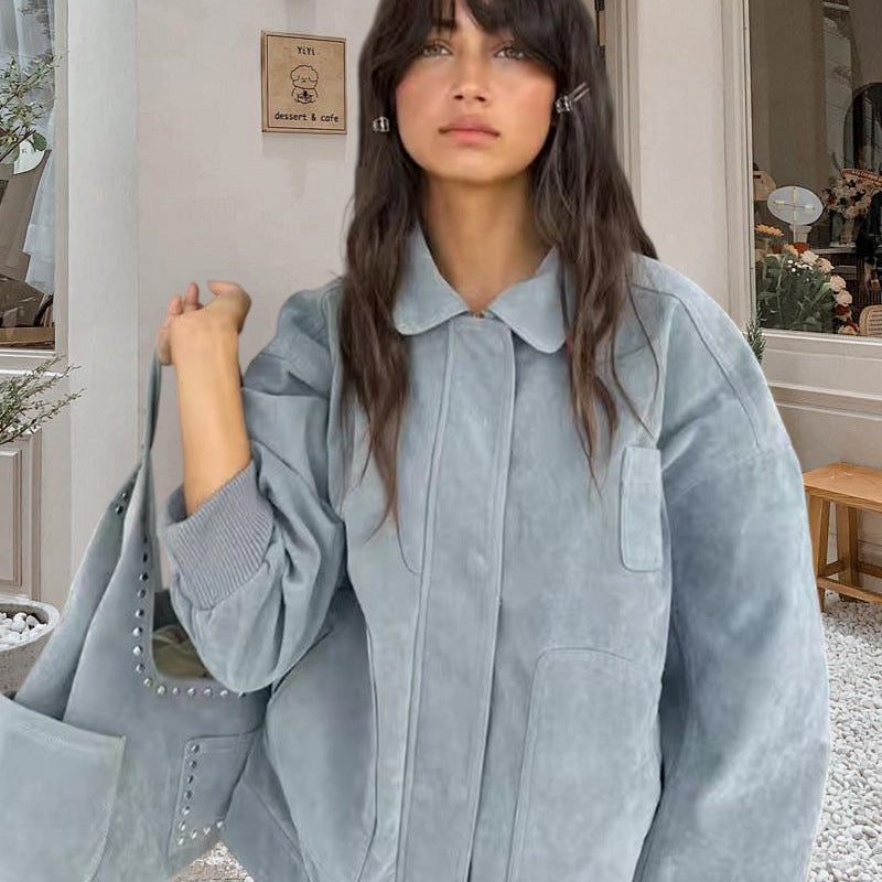 Damen Modische Oversized Denimjacke EB