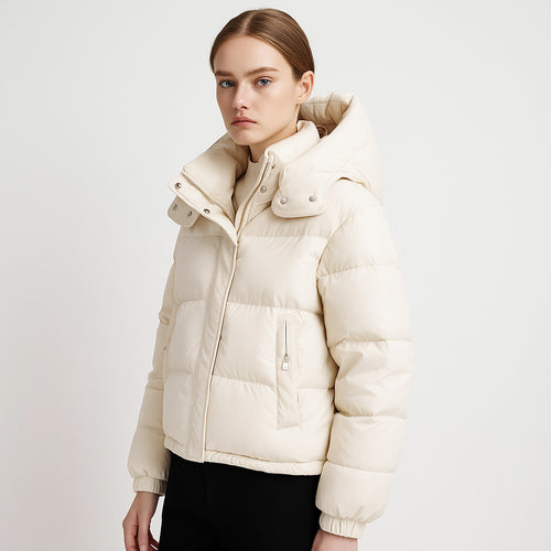 Damen Pufferjacke mit abnehmbarer Kapuze und voluminösem Schnitt EB
