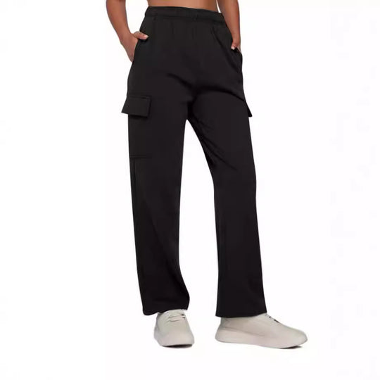 Damen nan gerade geschnittene Cargo-Sweathose mit hoher Taille und aufgesetzten Taschen EB
