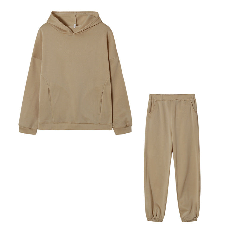 Damen lässiges Hoodie-Set mit elastischer Taillierung und praktischen Taschen EB