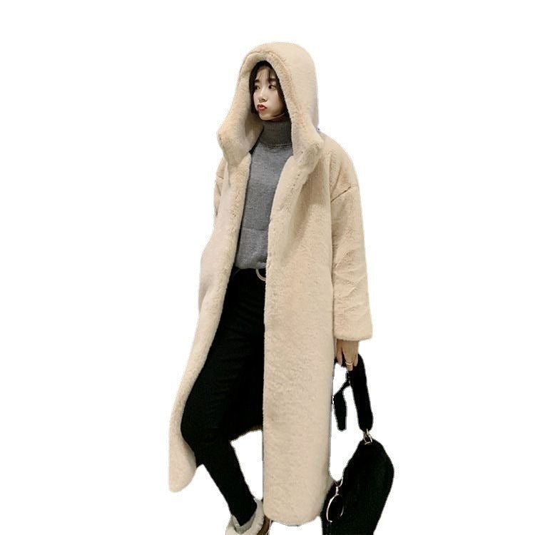 Damen Kuscheliger Oversized-Mantel mit hohem Kragen und Seitentaschen EB
