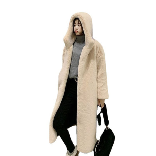Damen Kuscheliger Oversized-Mantel mit hohem Kragen und Seitentaschen EB
