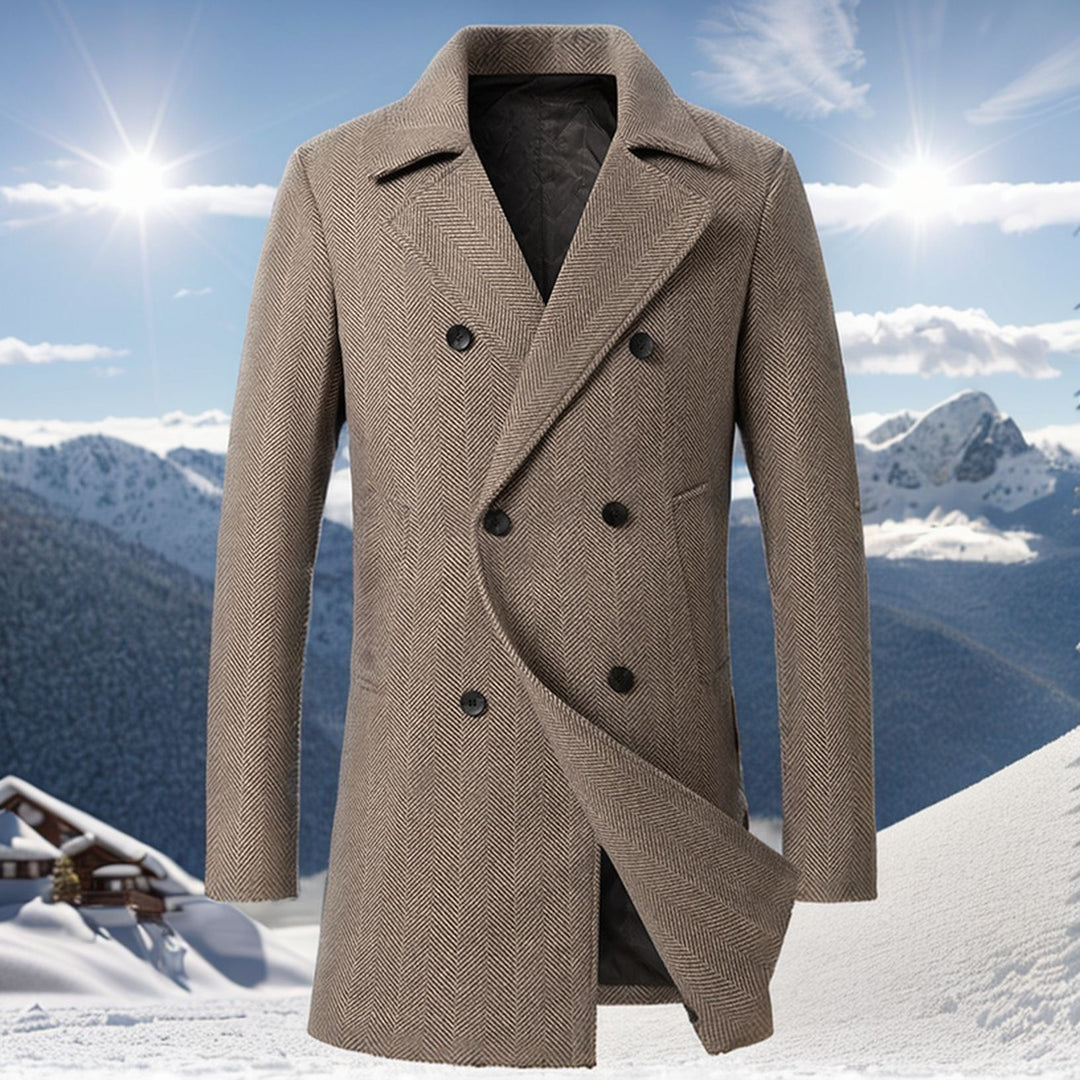 Herren zeitloser Dufflecoat mit elegantem Hahnentrittmuster EB