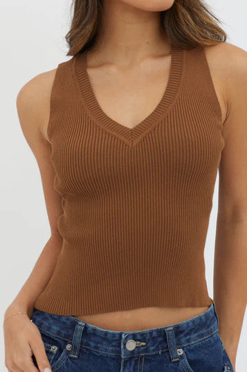 Damen figurbetontes V-Ausschnitt Rippenshirt EB