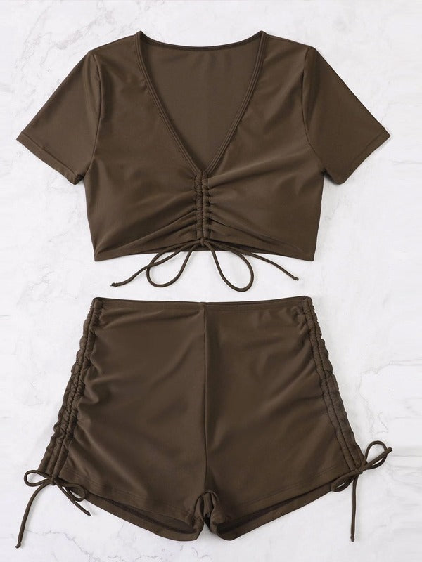 Damen Crop-Top Badeanzug-Set mit verstellbarem Design EB