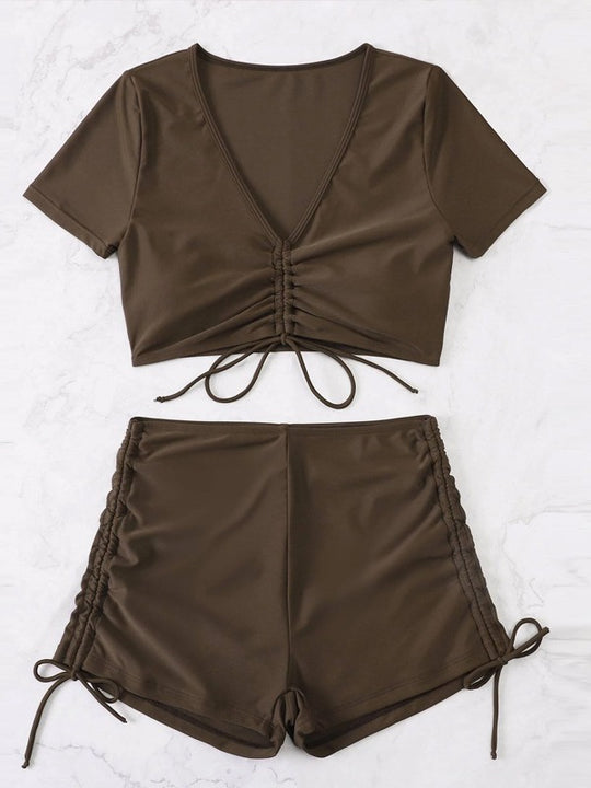 Damen Crop-Top Badeanzug-Set mit verstellbarem Design EB