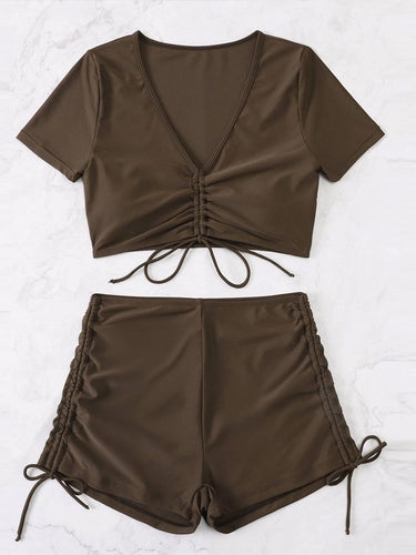 Damen Crop-Top Badeanzug-Set mit verstellbarem Design EB